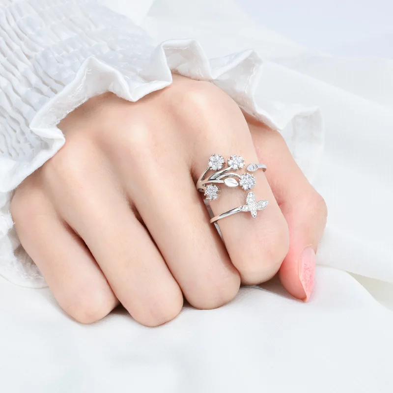 С украшением в виде кристаллов бабочка цветок кольца для женщин модная обувь