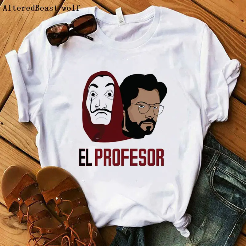 Лето, футболка с принтом Money Heist The House Of paper La Casa De Papel, женская модная футболка с коротким рукавом и мультяшным принтом BELLA CIAO