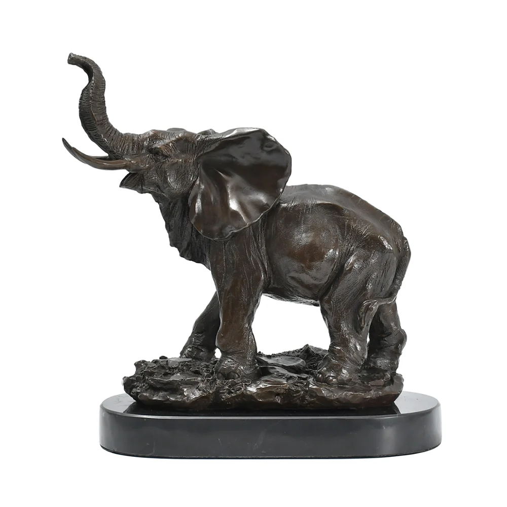 

Bronze Thai Elephant Statue Sculpture Wildlife Animal Art Lucky Home Decor Accessories Fortune Gifts