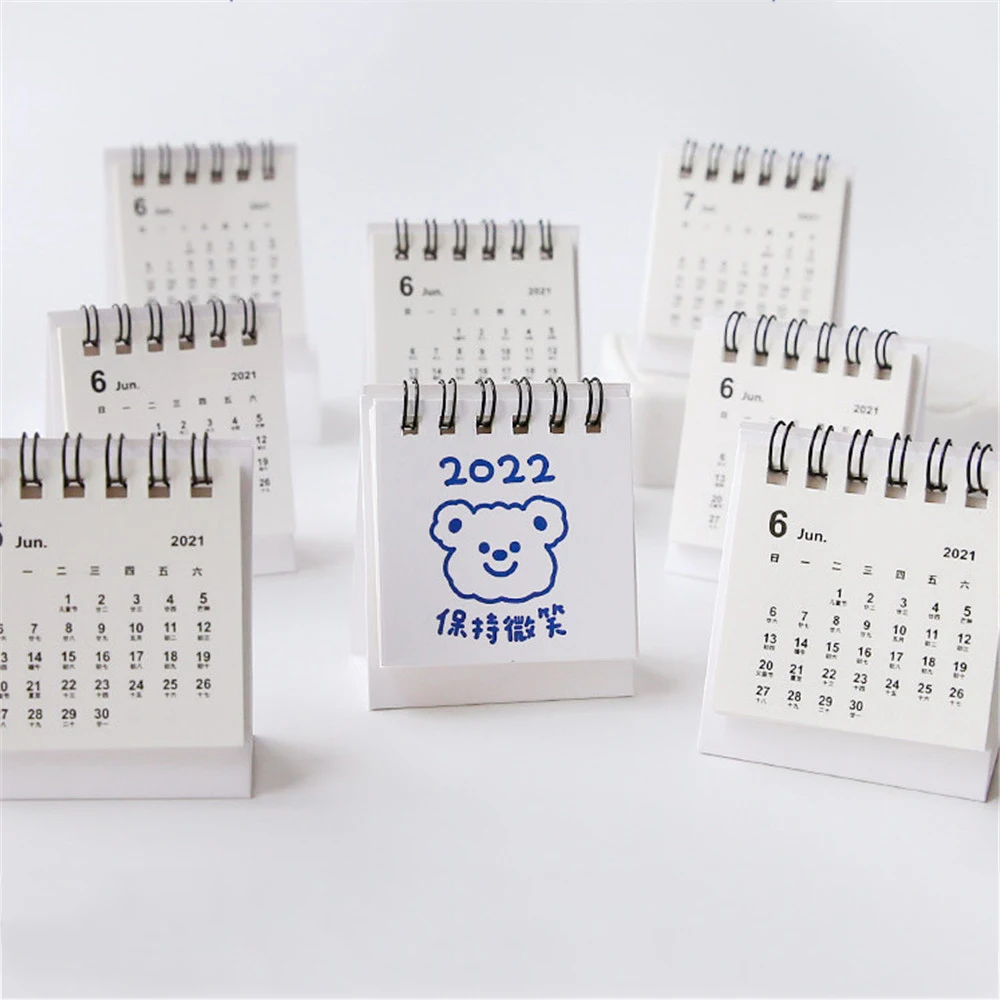 

1pc Mini Cartoon Bear Calendar Kawaii Desktop Desk Calendar Daily Weekly Planner Yearly Schedule Organizer Agenda Stationery