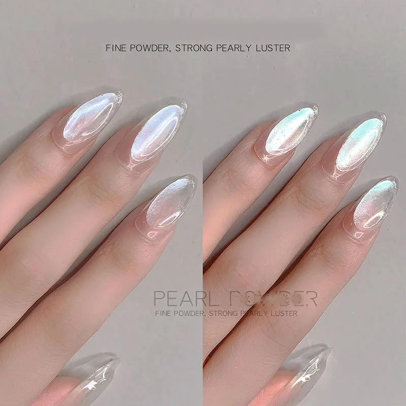 1 коробка жемчужная ледяная пудра для ногтей блестящая белая с высоким блеском