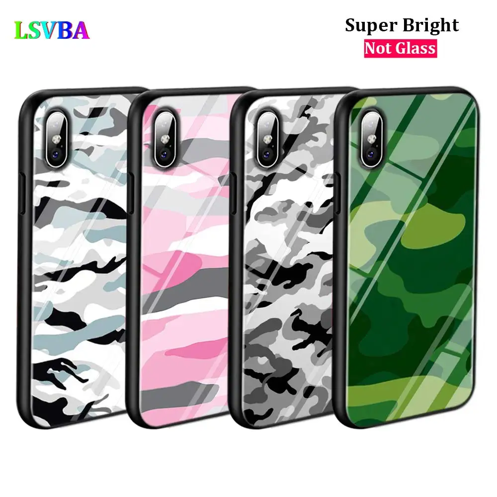 Черный Армейский камуфляжный чехол для iPhone 11 11Pro X XR XS Max 8 7 6 6S Plus 5S 5 SE глянцевый