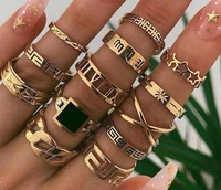 luxury shiny square crystal stone gold rings for women men charms star geometric jewelry anillos mujer wholesale