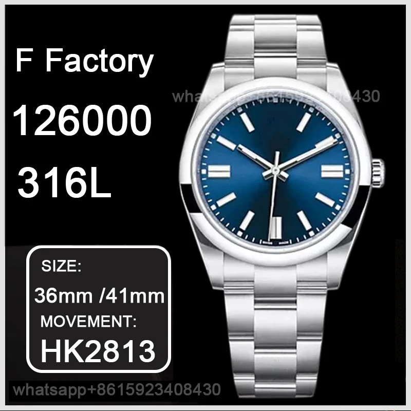 

New 41mm 126000 Luxury Mens Stainless Steel Sapphire Glass Automatic Mechanical Men Watches Wristwath 2813 Men's Watch