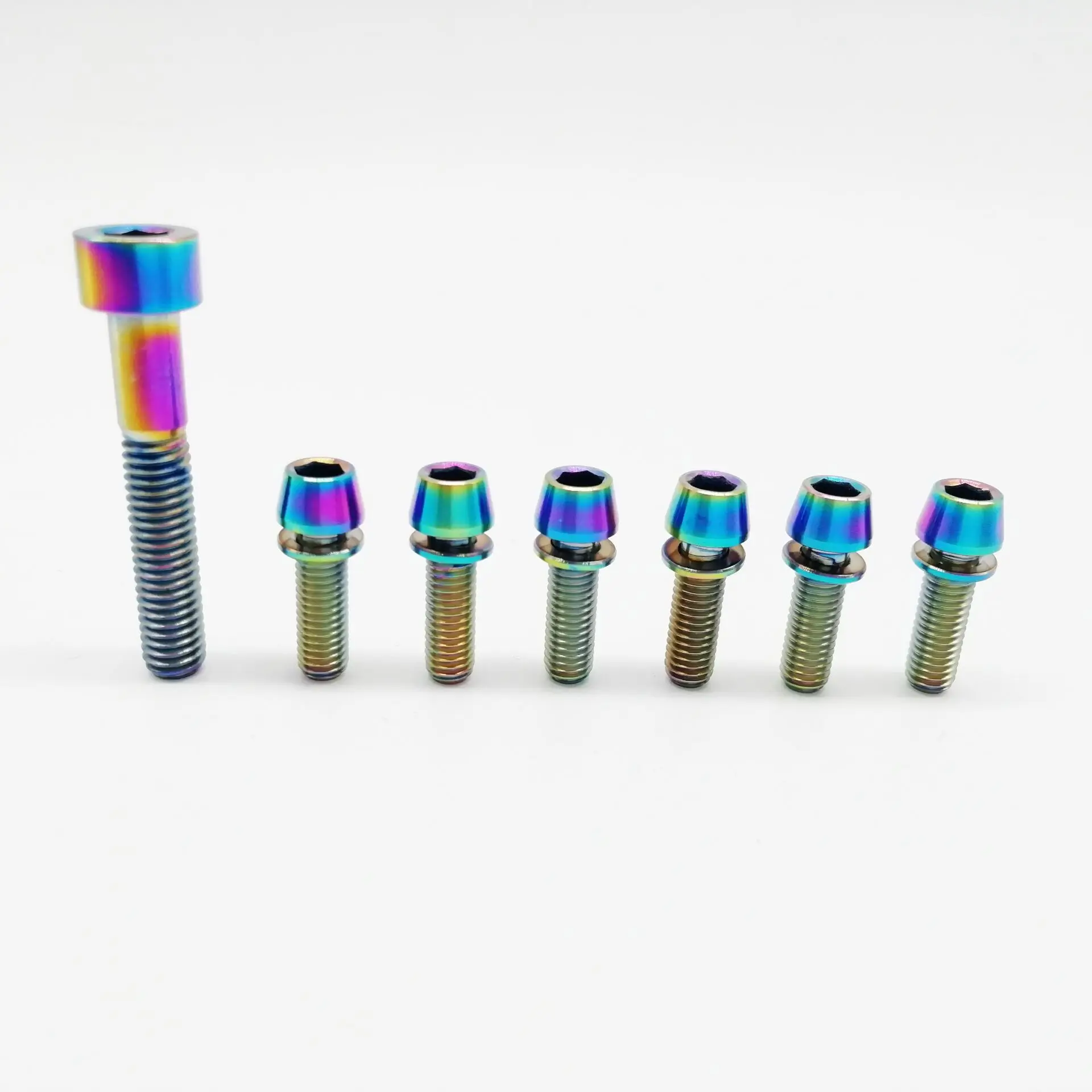 Titanium / Ti Bolts For Stem & Headset 7 pcs (6pcs M5 x 16mm 1pc M6 35mm) Gold Rainbow Black|ti screws|titanium screwbolt head screws |
