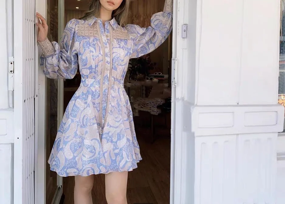 

Elegant Top Quality Long Lantern Sleeve Vintage Women Celebrity Party Dress Fashion Sexy Dress