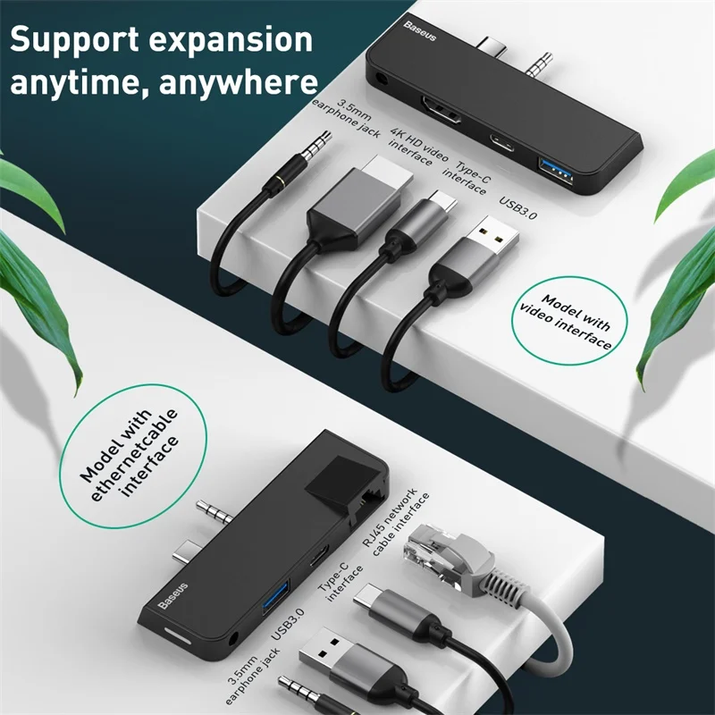 Baseus USB C концентратор к HDMI Совместимость 3 0 RJ45 Тип FEthernet мульти usb хаб адаптер для