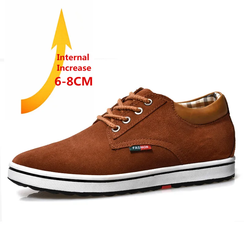 

Internal Height Increasing Suede Leather Casual Shoes 2020 All-round Recreational Fashion Young Footwear Falts Comfy Sneakers