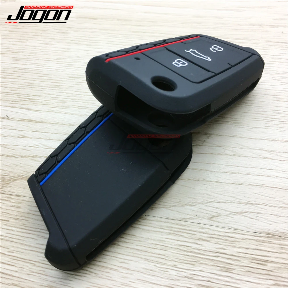 

3 Button Car Key Case Key Fob Case Cover Trim Rear Silicone Remote Key Case for VW Golf 7 GTI for Volkswagen Golf 7 MK7 Golf 7.5