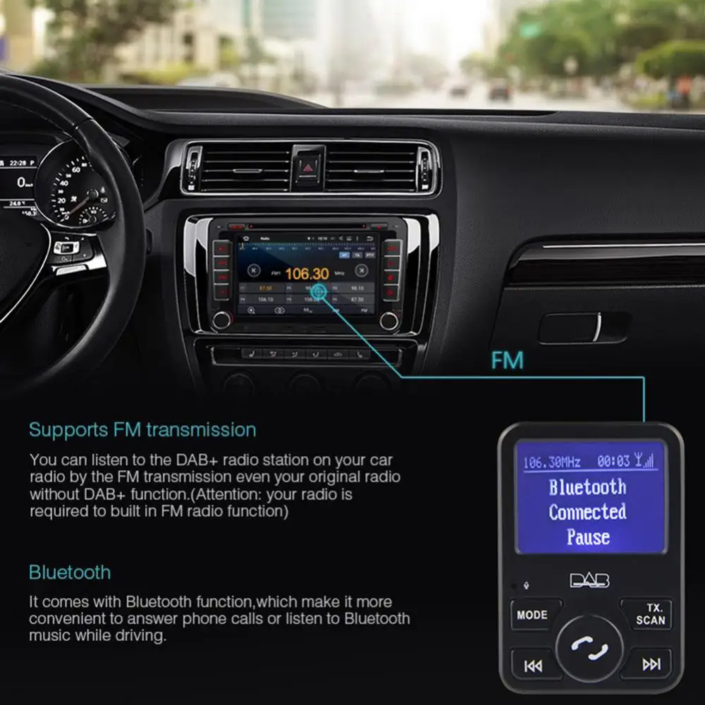 

80% Hot Sale USB Car DAB/DAB+ Radio Adapter Bluetooth Digital MP3 Player FM Music Transmitter Universal Car Accessories