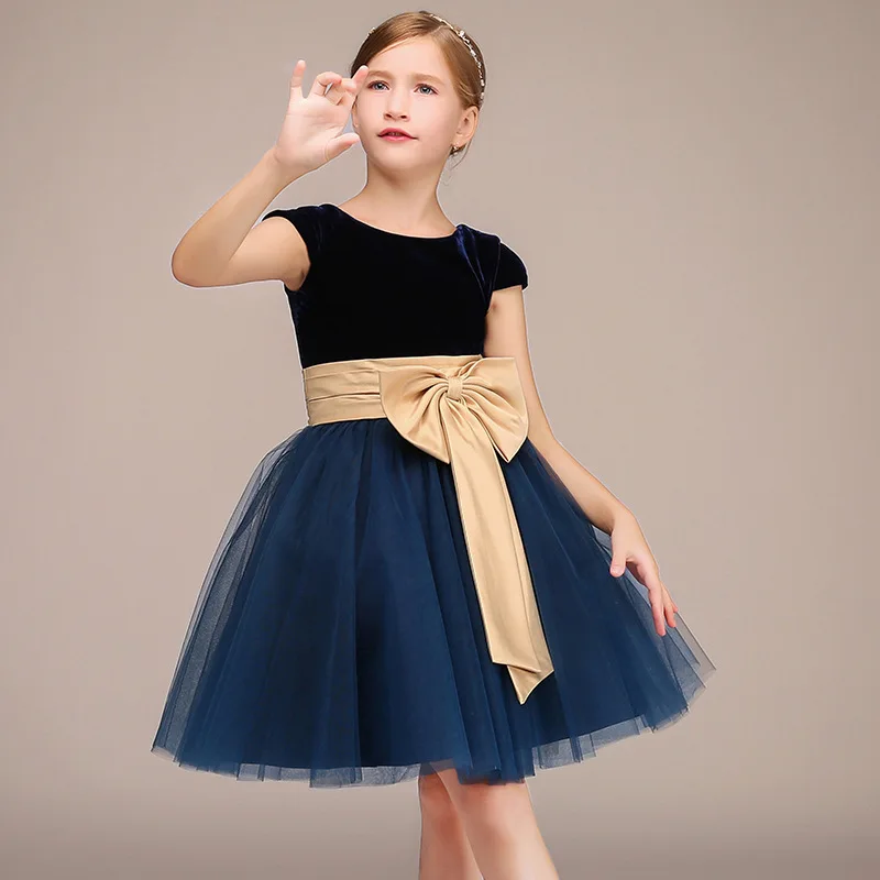 

Formal Party Dress For Kids Girl Tulle Velvet Vintage Short Communion Princess Gowns Flower Girl Dresses For Wedding Birthday