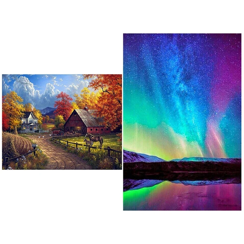 

Набор для алмазной 5D вышивки «Аврора», набор из 2 вышивок с цифрами