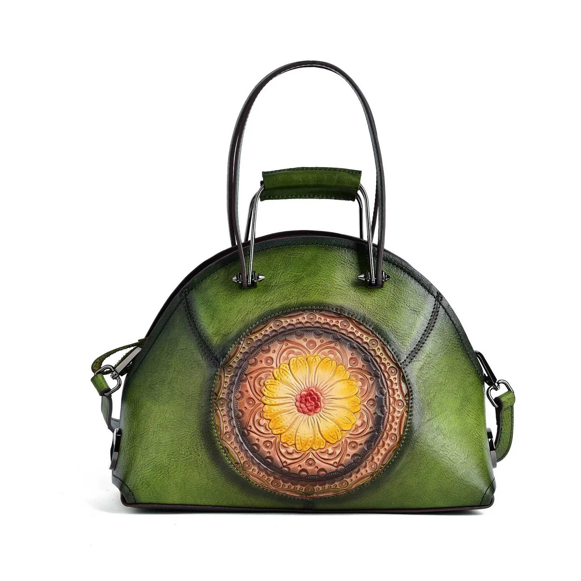 

Genuine Leather Handbag Women Retro Embossing Designer Shoulder Bag Brand Ladies Messenger Bag 2021 New Cowhide Trend Female Bag