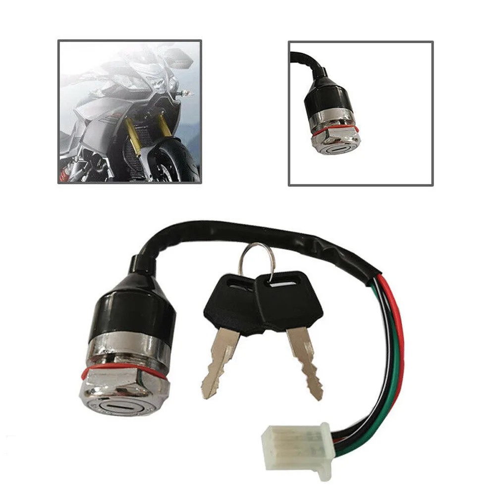 

Universal Motorcycle Ignition Barrel Key Switch Motorbike 4-Wire 2-Lock Go Kart ATV Waterproof Iron Ignition Switch Lock Key