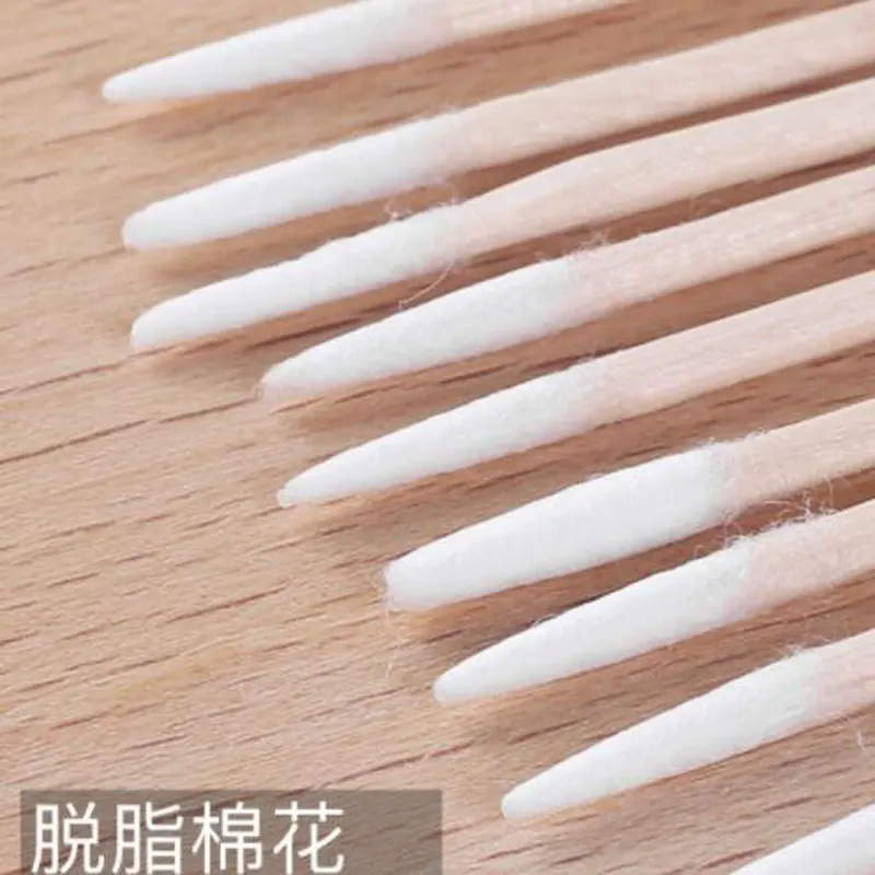 100/300/500 stücke Holz Baumwolle Tupfer Kosmetik Permanent Make-Up Ohr Sauber Sticks Knospen Micro Pinsel Wimpern Kleber entfernen Werkzeug – Detail 7