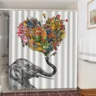 Водонепроницаемые занавески для душа для ванной комнаты, высококачественные занавески в форме сердца с изображением слонов и цветов для ванной комнаты, декор для ванной комнаты
