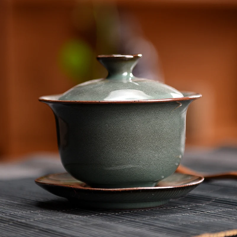 

Большая Керамическая чайная чаша celadon tureen, Три чайных миски, чайный набор кунг-фу