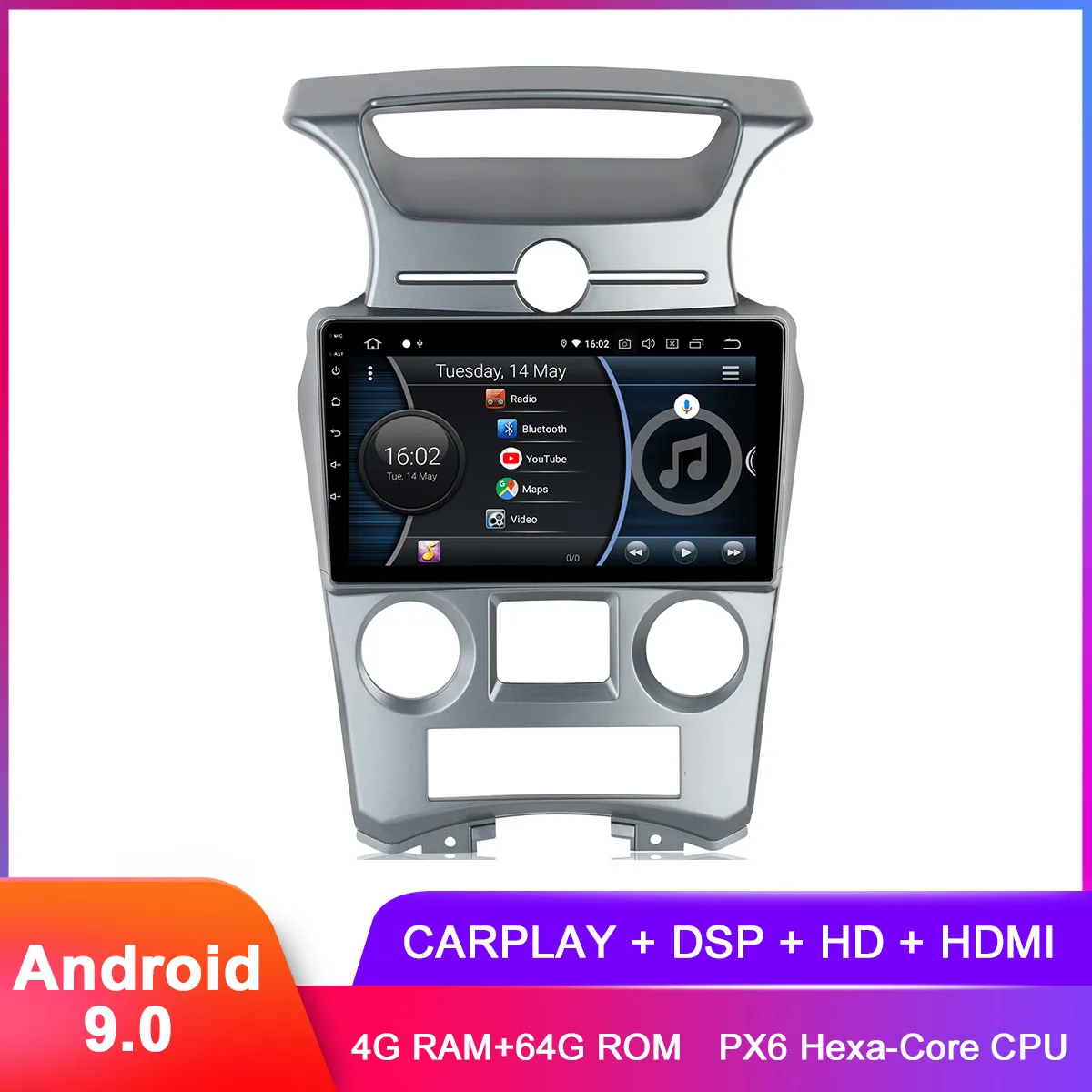 Автомагнитола 9 дюймов IPS Android 0 для Kia Carens 2007 + GPS WiFi FM навигация BT 5 DSP аудио видео