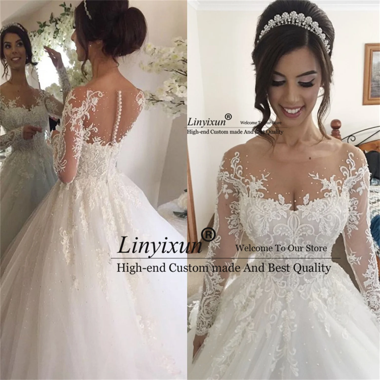 

Свадебное платье принцессы 2021 robe de mariee с длинными рукавами аппликация бальное платье знаменитости Vestido De Noiva наряд со шлейфом для невесты