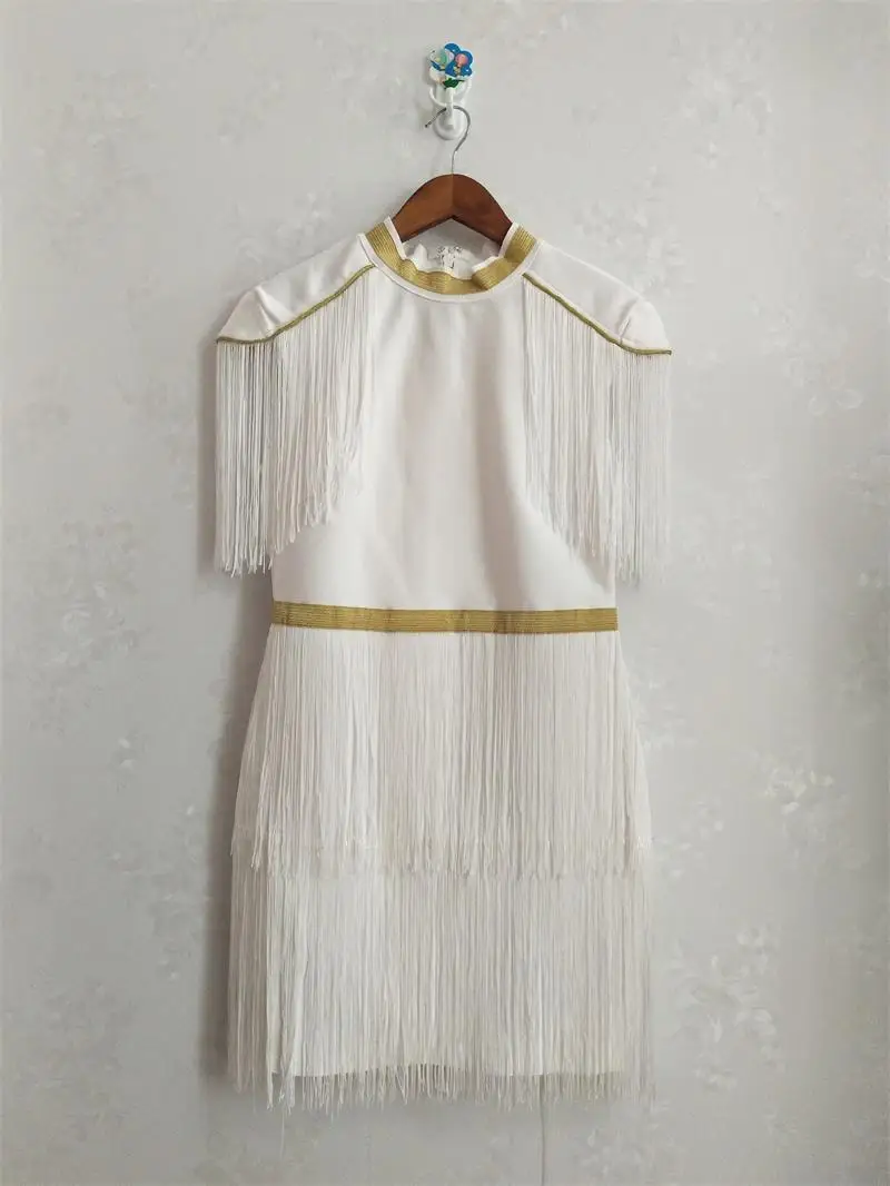 Женское облегающее платье Leger Babe черное красное белое с бахромой лето 2019 | Женская