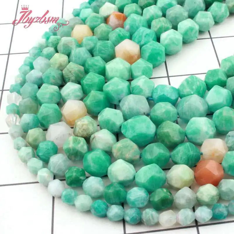 

Natural Amazonite Faceted 6/8/10mm Green Square Loose Spacer Stone Beads For Jewelry Making DIY Necklace Bracelet Strand 15"