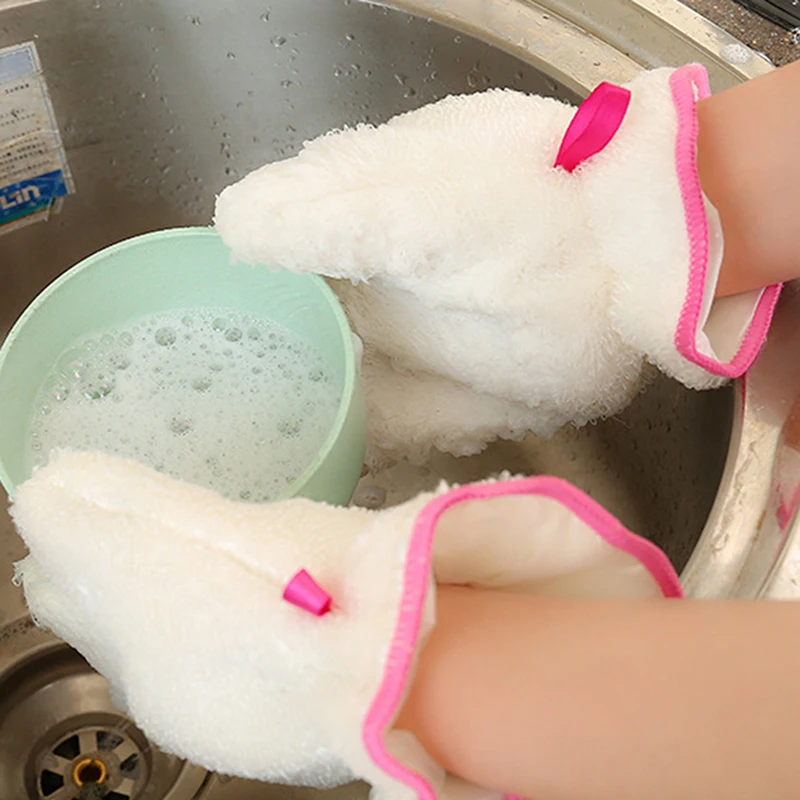 New Natural Cleaning Hanging Magic Gloves Bamboo Fiber Waterproof No -dip Oil Dishwashing For Kitchen Microfiber Hot Sale | Дом и сад