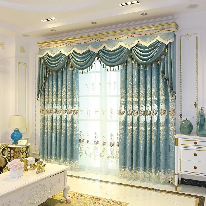 

Curtains for Living Room Luxury Chenille Embroidered Floral Sheer Delicate Baroque Patio Sliding Door Drapes