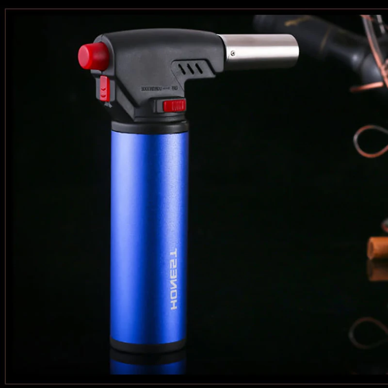straight into the blue flame spray gun candle kitchen torch barbecue outdoor appliance butane windproof lighter mens gift free global shipping