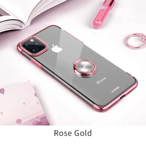 rose gold Для iPhone 11 Pro Max чехол для телефона Xundd Роскошный прозрачный жесткий чехол из поликарбоната для iPhone 11 Pro 5,8/6,1 чехол с кольцом-держателем - Цвет: rose gold