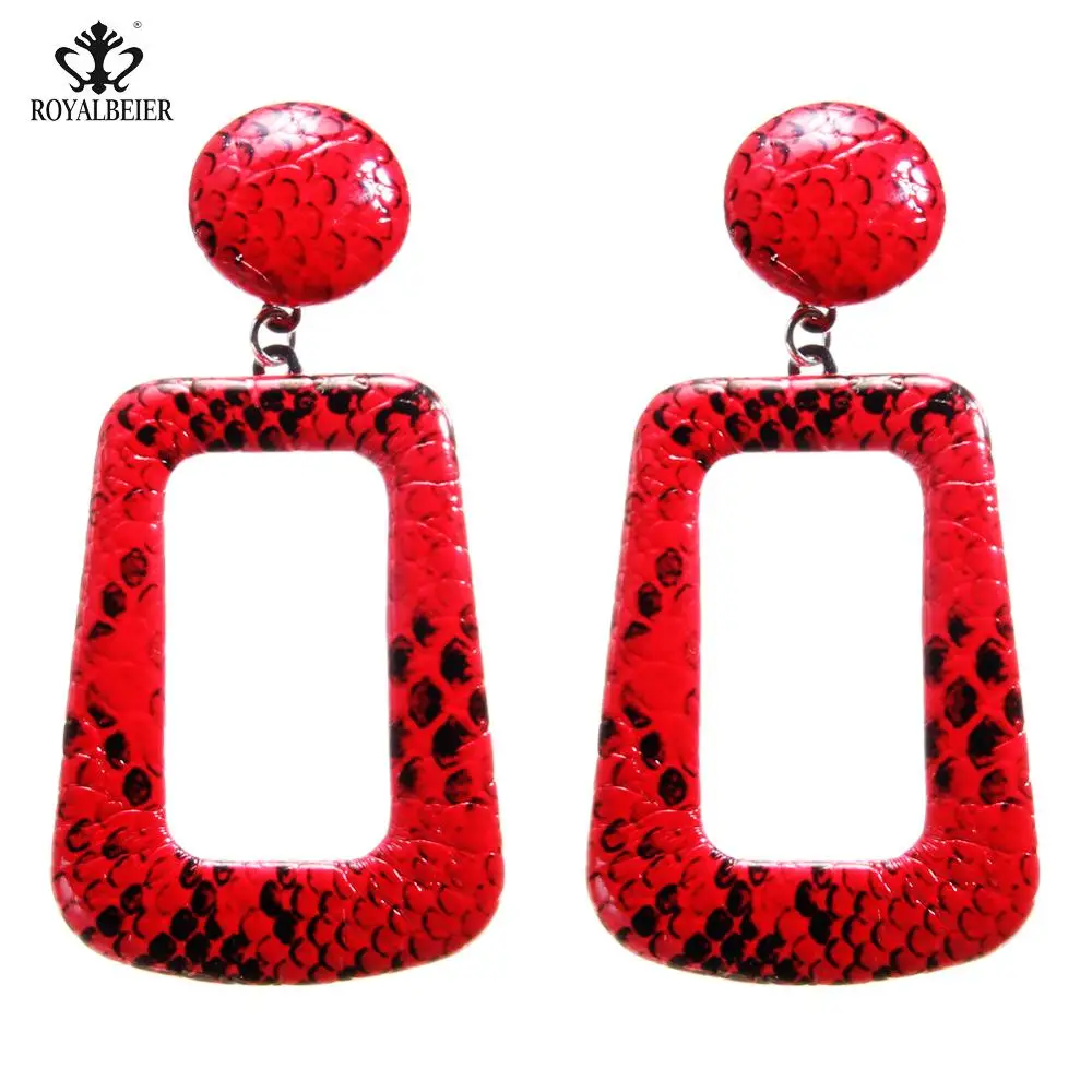 Женские винтажные серьги капельки большие геометрические в виде змеиной