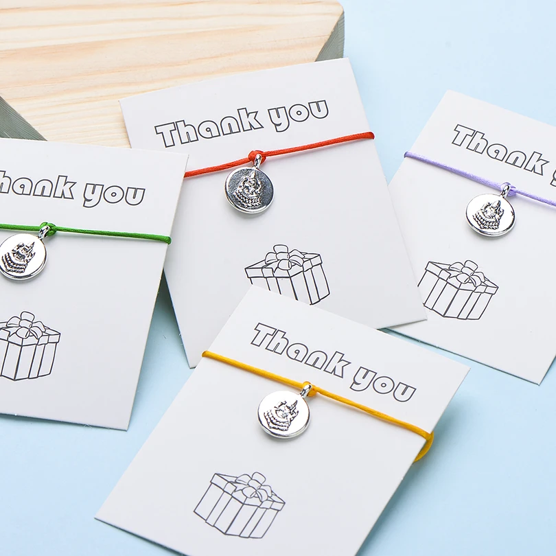 IYOE Wish Card THANK YOU Будда Браслеты для женщин мужчин DIY веревка настроить счастливый