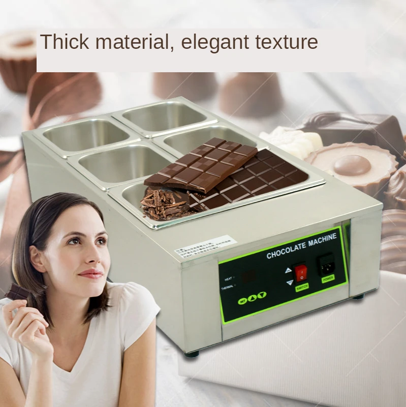 

220V 110V Electric Chocolate Melting Machine 5 Grids Water Insulation Heating Chocolate Melting Pot Warmer Melter Top Quality