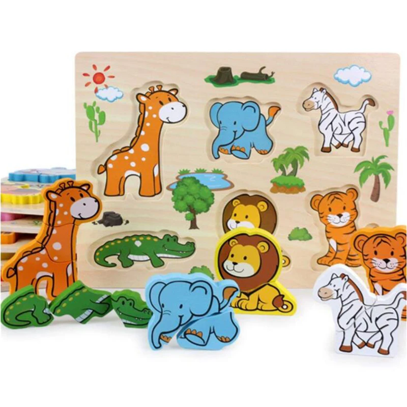 

Cartoon Animal Fruit Vehicle Matching Board Game Baby Toys 3D Puzzle Wooden Toys Children Early Educational Birthday Xmas Gift