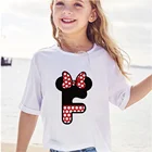 Детская футболка с принтом на заказ, с именем на заказ, с надписью Минни Маус, шрифт A B C D E F G, детская одежда с короткими рукавами