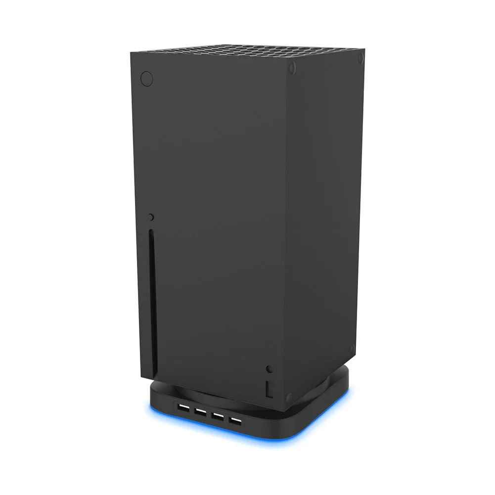 

Blue Light Game Console Vertical Stand Electronic Machine Accessories for Xbox Series X with 4 Port USB 2.0 HUB