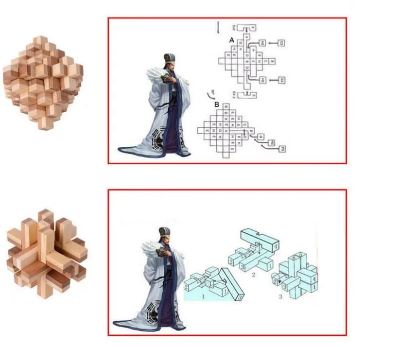 10 шт./компл. большой размер дизайн IQ Brain Teaser Kong Ming Lock 3D деревянные блокирующие