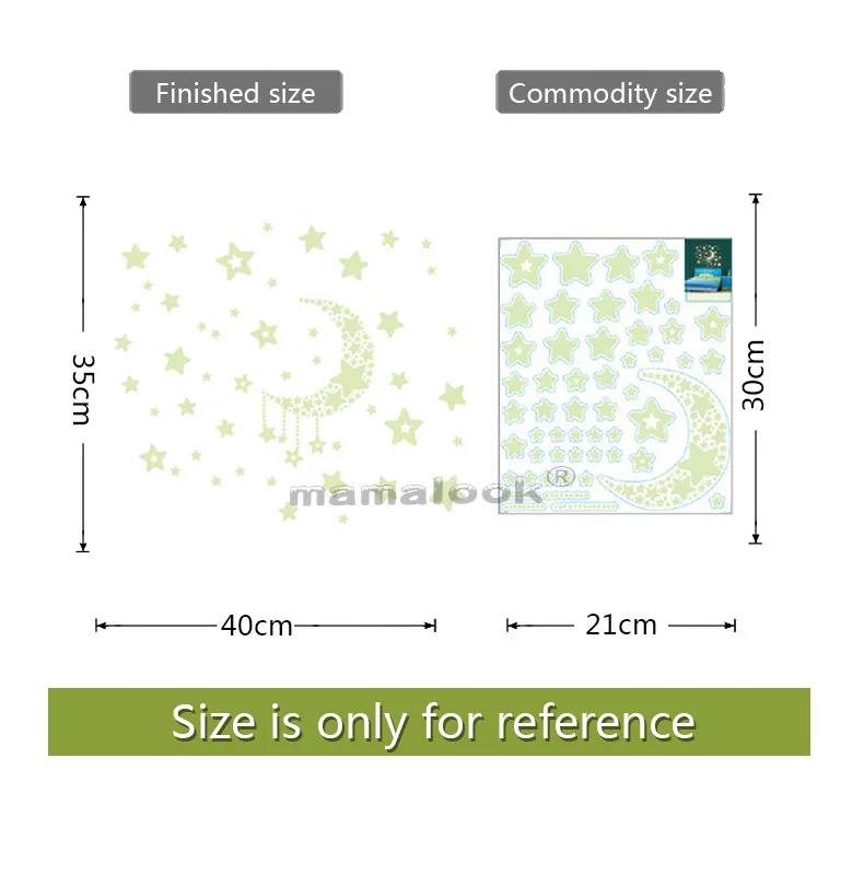 

Star moon Luminous sticker kids rooms living room bedroom Glow in the dark decoration home decals fluorescent Wall Stickers