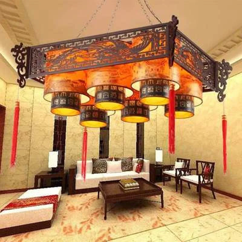 Люстра в китайском стиле из античной овчины люстра для отеля ресторана чайного