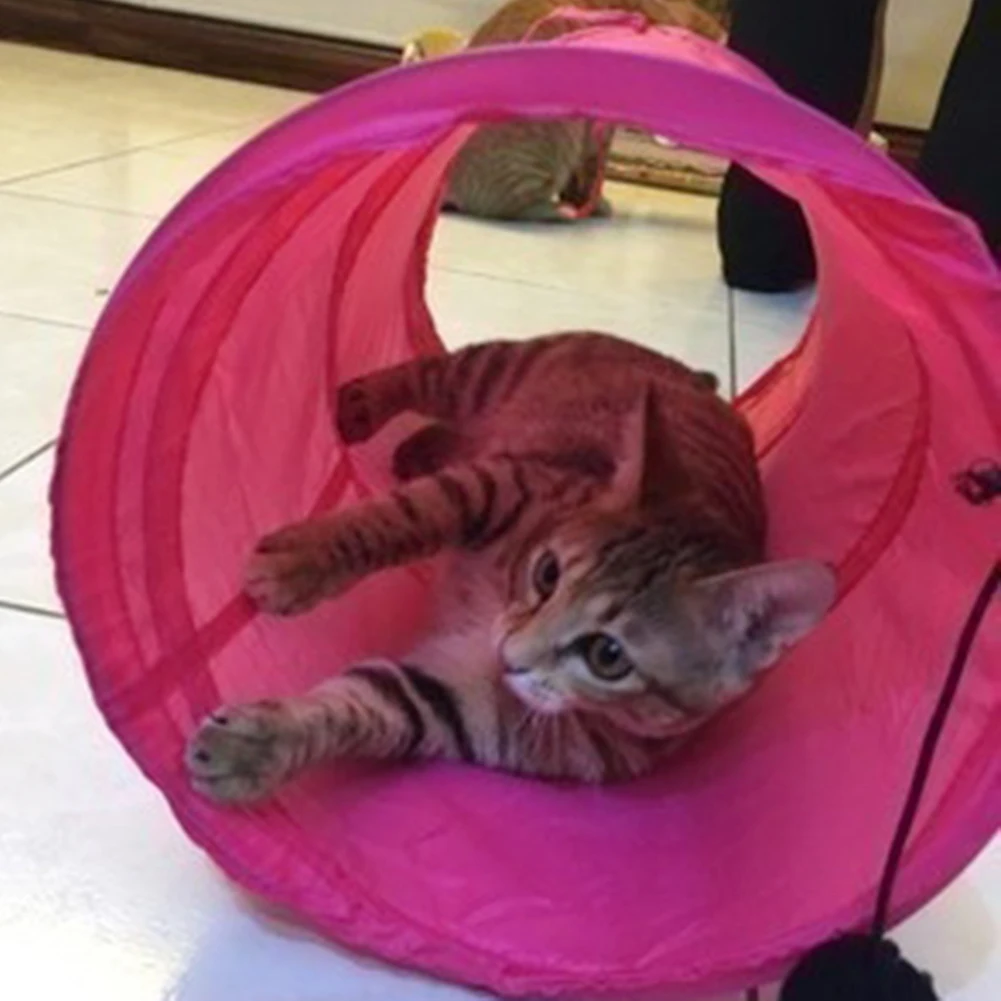 Забавный туннель для кошек и котят с 2 отверстиями складная трубка мячей