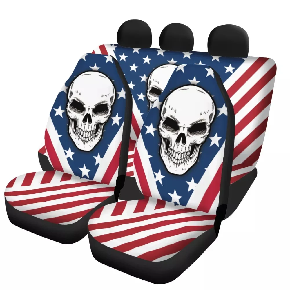 

INSTANTARTS популярный Готический Череп 3D американский флаг противоскользящие автомобильные интерьерные сиденья протектор удобные чехлы на передние/задние сиденья автомобиля