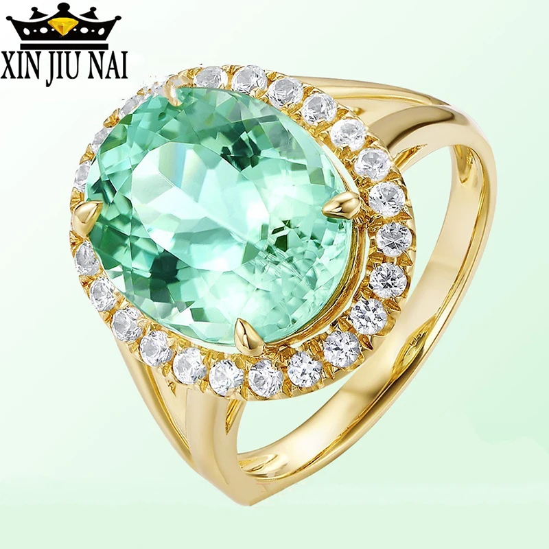 Зеленый Кристалл кольцо овал куб цирконий вечерние Кристальные кольца для