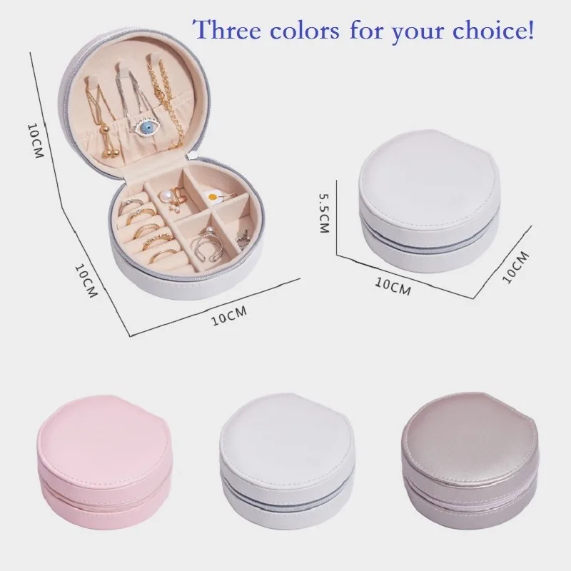 

Leather Jewelry Box Portable Travel Mini Zipper Earring Ring Holder Jewelry Display Storage Case Jewellery Packaging Gift Box