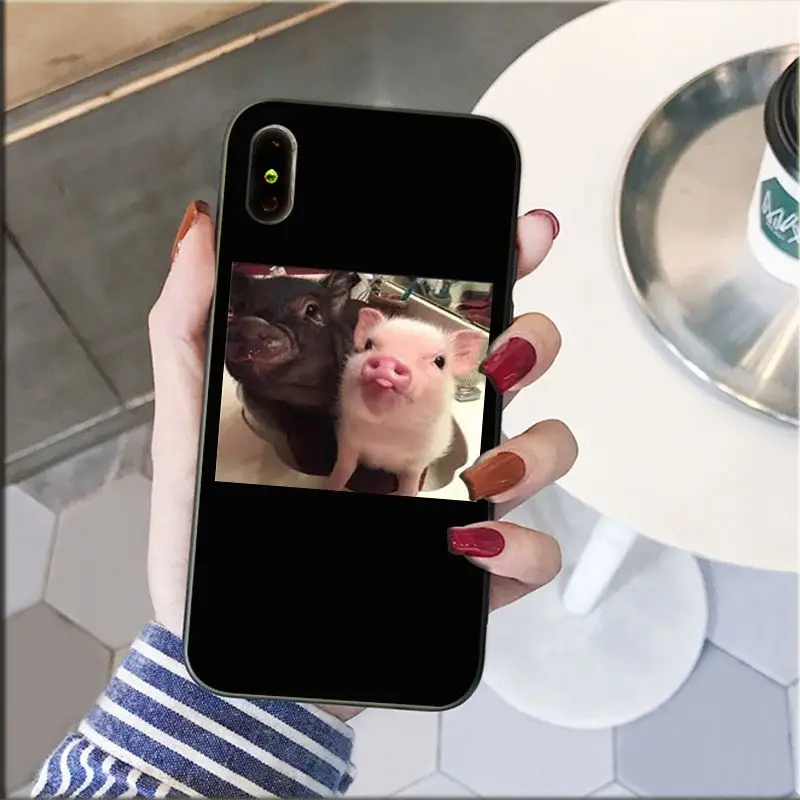 Милый маленький розовый чехол для телефона с изображением животного свиньи