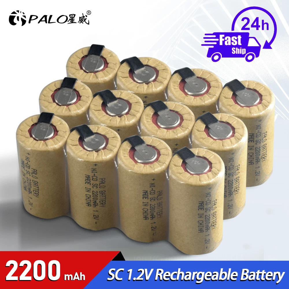 

SC 2200mAh 1.2V Rechargeable Battery 1.2V Sub C NI-CD Cell with Welding Tabs Electric Drill Screwdriver Battery Free Assembly