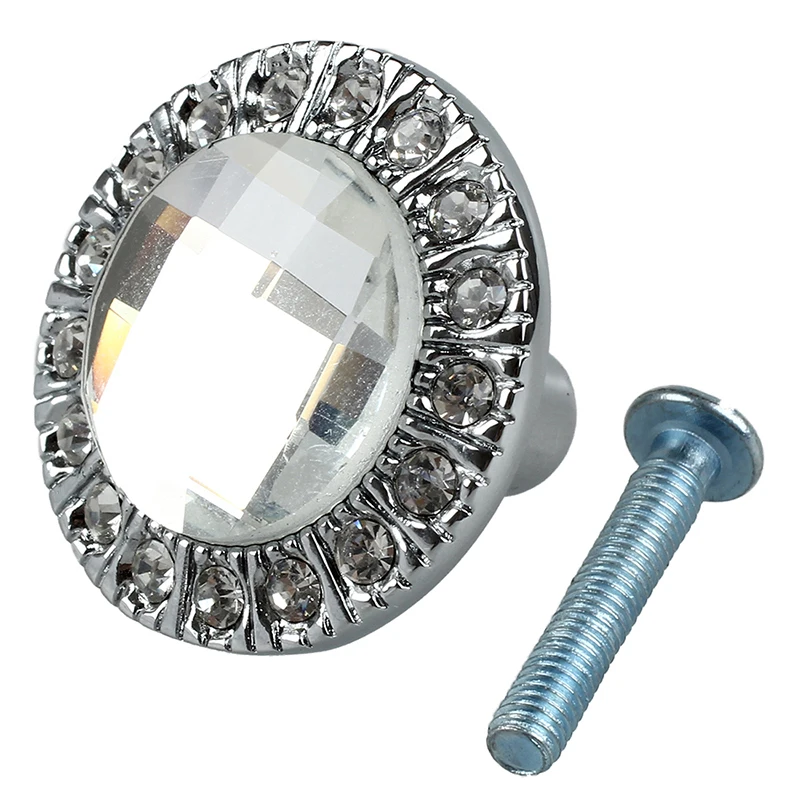 1 шт. Кристальное стекло Прозрачная Круглая Ручка Потяните сверкающая ручка из