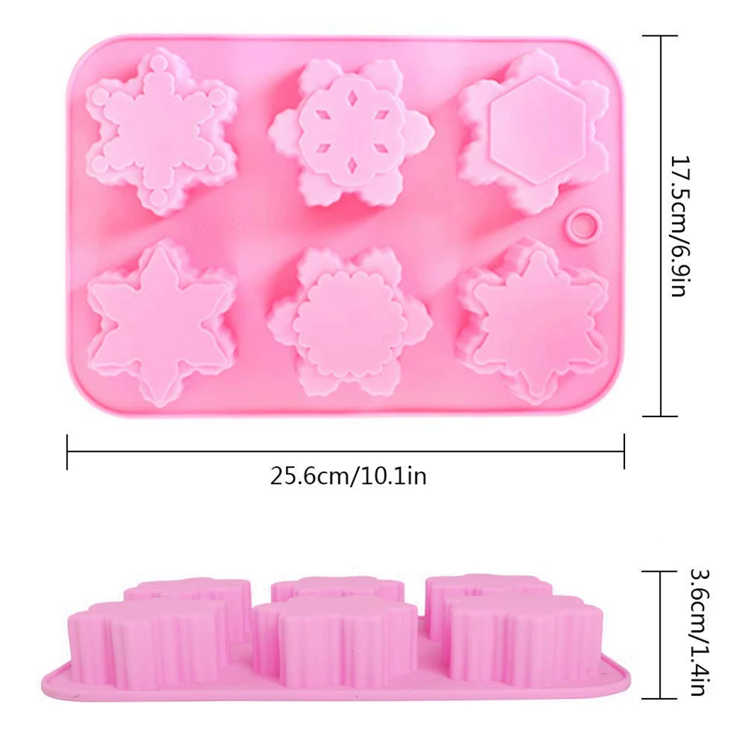 

Christmas Cake Mold 6 Slots Different Snowflakes Silicone Mold Cake Mould Baking Decorating Mold DIY Handmade Chocolate Molds
