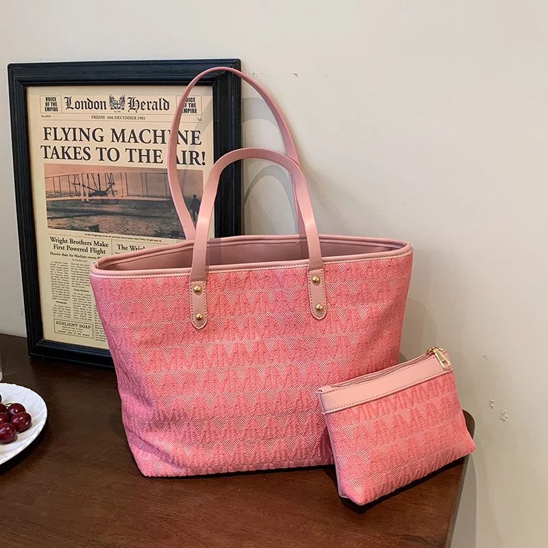 

VeryMe Simple Tote Letter Print Shopping Bags Shoulde Portable Women's Bag Europe And America New Luxury Large Capacity Handbags
