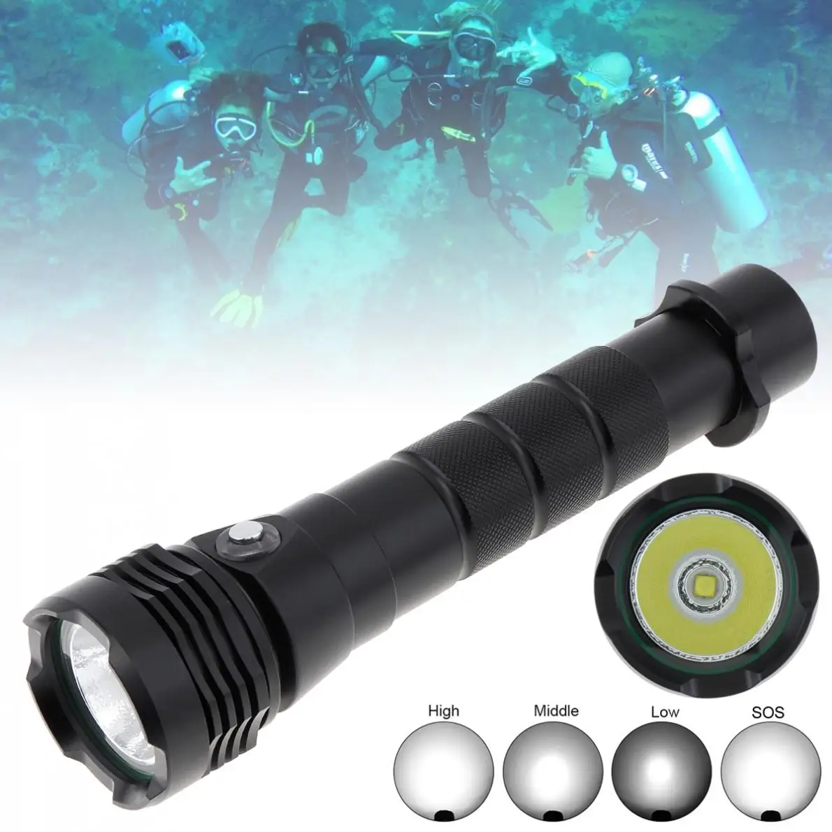 

Waterproof 7500 Lumens XHP50 LED Torch Diving Flashlight Underwater 50M with 4 Modes White Flash Light for Diving