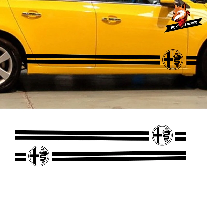 2 шт. автомобильный двойной полосы Гонки Стайлинг Виниловая пленка для