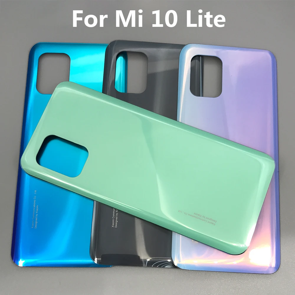 

5Pcs， For Xiaomi Mi 10 Lite Glass Panel Back Cover Case Back Battery Door Housing With Adhesive Tape With LOGO Replacement Parts